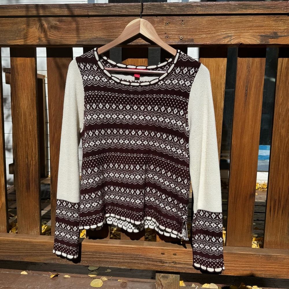 Krimson Klover Brown/Burgundy Cream Sweater